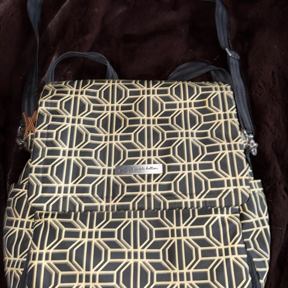 Petunia Pickle Bottom Black and Cream Geometric Backpack